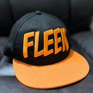 Six Flags FLEEK 3D Embroidered Snapback Cap Black Orange Hip Hop Baseball Hat